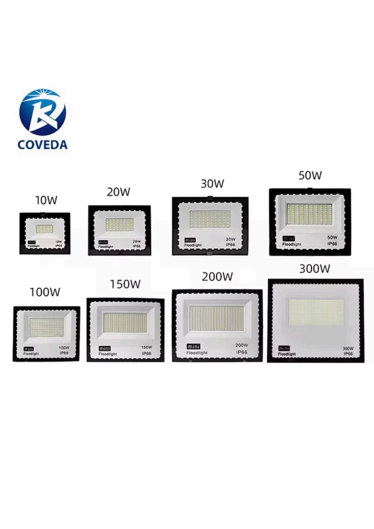 Projecteur LED COVEDA 10W à 300W IP66 — Watts Energy, matériel électrique Dakar Sénégal