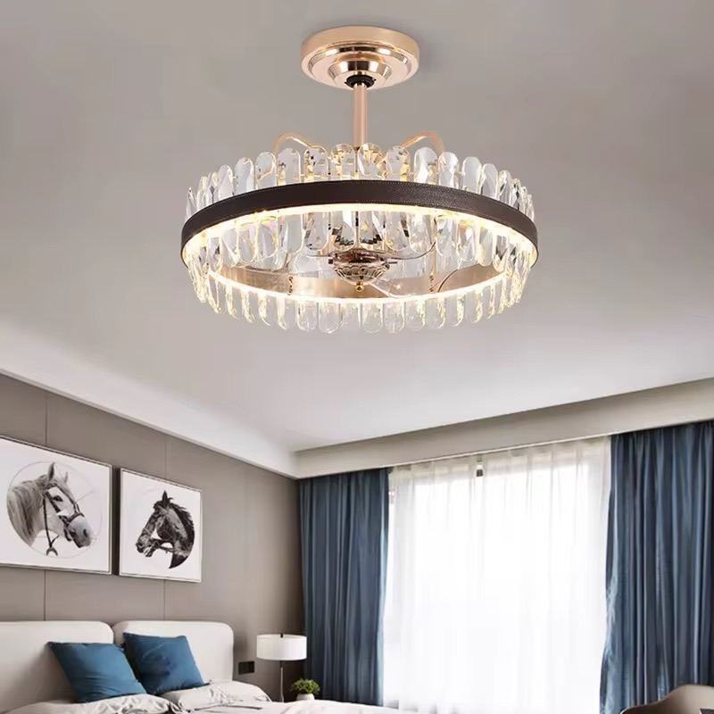Lustre cristal circulaire finition noire et dorée — Watts Energy, matériel électrique Dakar Sénégal