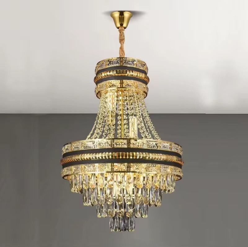 Lustre cristal noir et doré forme cloche — Watts Energy, matériel électrique Dakar Sénégal